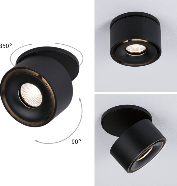 Paulmann Spircle oprawa wpuszczana LED czarna, czarny, salon / jadalnia, aluminium, nowoczesny