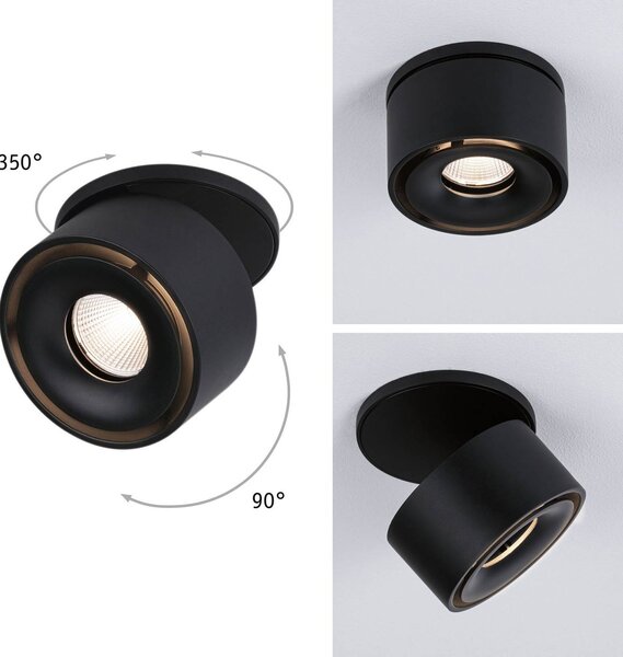 Paulmann Spircle oprawa wpuszczana LED czarna, czarny, salon / jadalnia, aluminium, nowoczesny