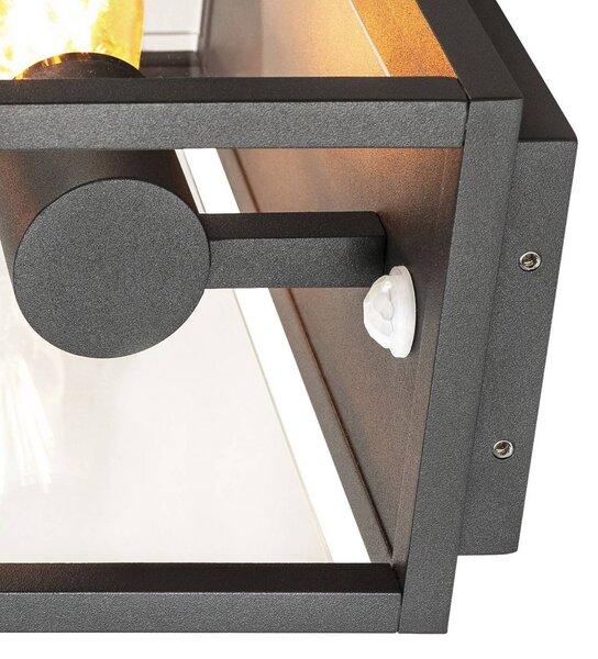 SLV Lampa zewnętrzna z czujnikiem ruchu Quadrulo, czarny, aluminium, nowoczesny