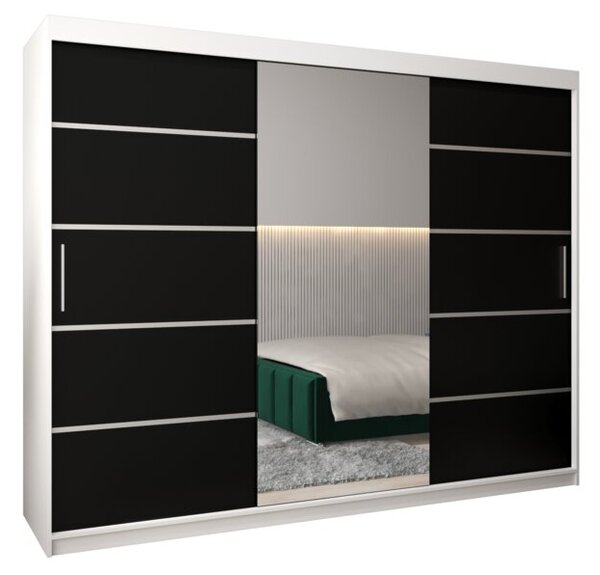 Szafa przesuwna garderoba Verona 2 250 wys. 200 cm biaÅy + czarny