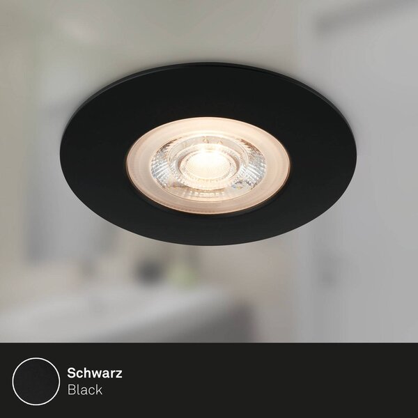 Briloner Spot wpuszczany LED Kulana czarny, 3 szt IP65, czarny, salon / jadalnia, tworzywo sztuczne, nowoczesny