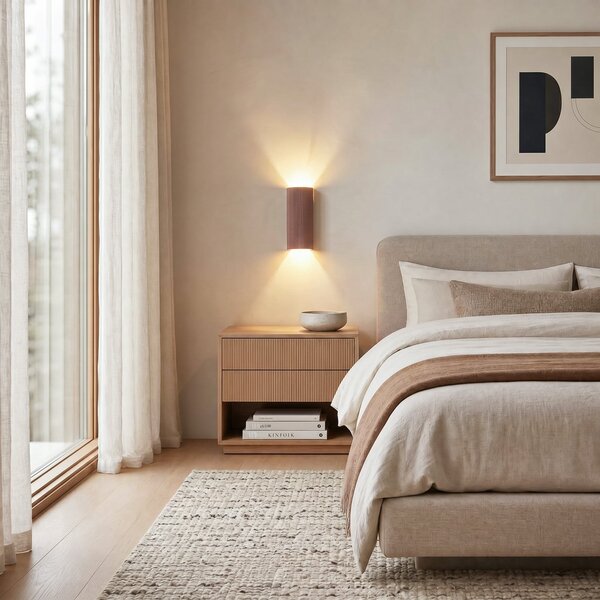 Lampa Ścienna Lindby, Colja, ściemnialny, brąz rdzawy, salon, gips | glina, nowoczesny