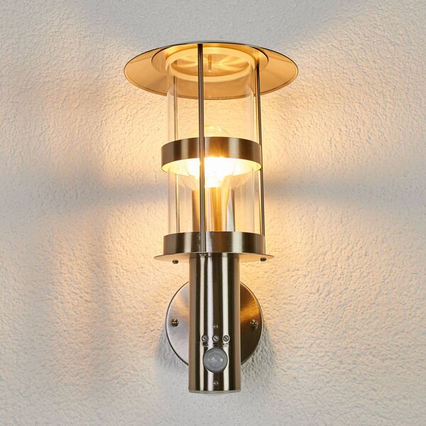 Lampa zewnętrzna z czujnikiem ruchu Noemi Lindby, możliwość ściemniania, aluminiowy / szary / cynkowy, stal szlachetna, nowoczesny