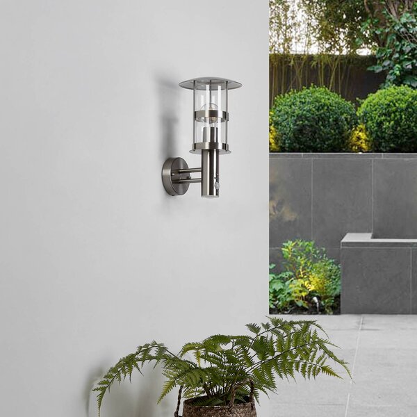 Lampa zewnętrzna z czujnikiem ruchu Noemi Lindby, możliwość ściemniania, aluminiowy / szary / cynkowy, stal szlachetna, nowoczesny