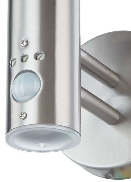 Lampa zewnętrzna z czujnikiem ruchu Noemi Lindby, możliwość ściemniania, aluminiowy / szary / cynkowy, stal szlachetna, nowoczesny