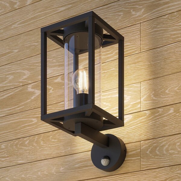 Lampa zewnętrzna z czujnikiem ruchu Ferda Lucande, możliwość ściemniania, czarny, aluminium, nowoczesny