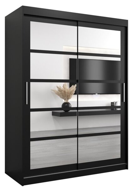Szafa przesuwna garderoba Roma 2 150 wys. 200 cm czarny + czarny
