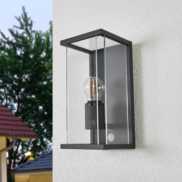 Lampa zewnętrzna z czujnikiem ruchu Annalea Lucande, czarny, aluminium, nowoczesny
