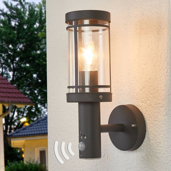Lampa zewnętrzna z czujnikiem ruchu Djori Lindby, możliwość ściemniania, aluminiowy / szary / cynkowy, stal szlachetna, nowoczesny