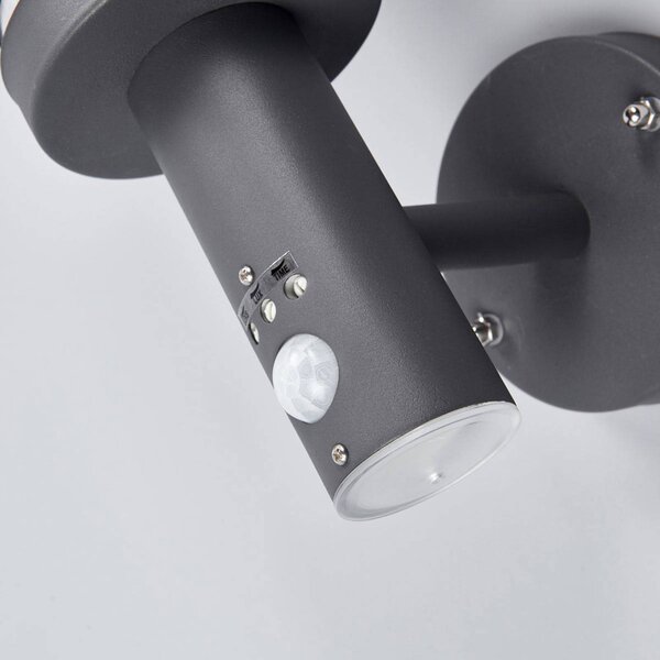 Lampa zewnętrzna z czujnikiem ruchu Djori Lindby, możliwość ściemniania, aluminiowy / szary / cynkowy, stal szlachetna, nowoczesny