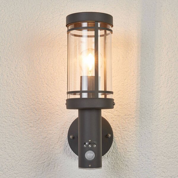 Lampa zewnętrzna z czujnikiem ruchu Djori Lindby, możliwość ściemniania, aluminiowy / szary / cynkowy, stal szlachetna, nowoczesny