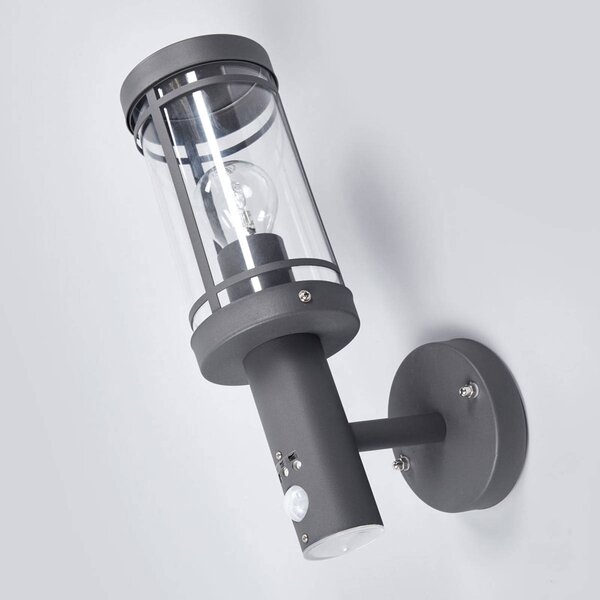 Lampa zewnętrzna z czujnikiem ruchu Djori Lindby, możliwość ściemniania, aluminiowy / szary / cynkowy, stal szlachetna, nowoczesny