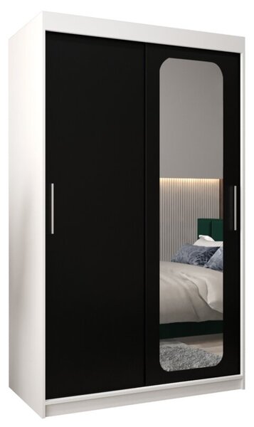 Szafa przesuwna garderoba Promo T2 120 wys. 200 cm biaÅy + czarny