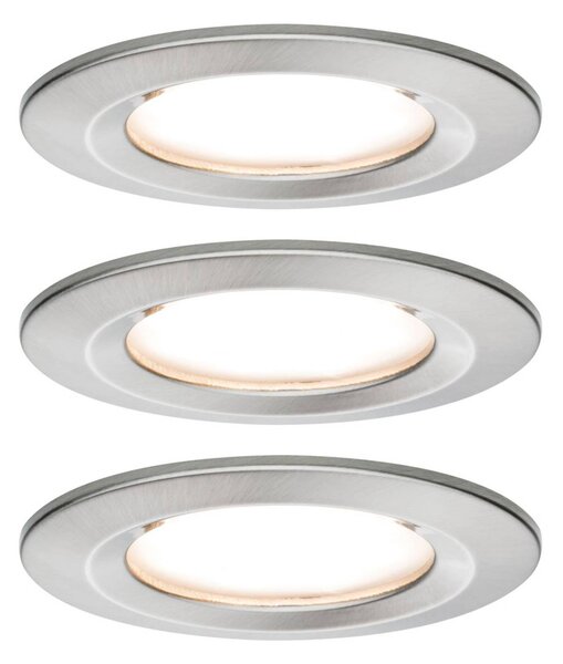 Paulmann spot wpuszczany LED Nova Coin 3 żelazny okrągły ściemniany Coin, możliwość ściemniania, aluminiowy / szary / cynkowy, przedpokój, aluminium, nowoczesny