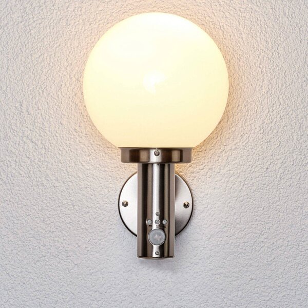 Lampa zewnętrzna z czujnikiem ruchu Nada Lindby, aluminiowy / szary / cynkowy, stal szlachetna, nowoczesny