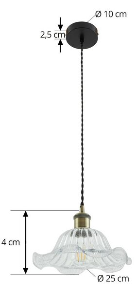 Lampa wisząca szklana Ludowika Lindby, możliwość ściemniania, przezroczysty / transparentny, salon / jadalnia, szkło, antyczny