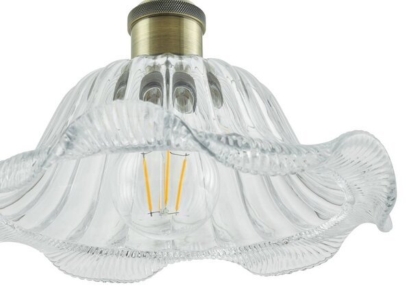 Lampa wisząca szklana Ludowika Lindby, możliwość ściemniania, przezroczysty / transparentny, salon / jadalnia, szkło, antyczny