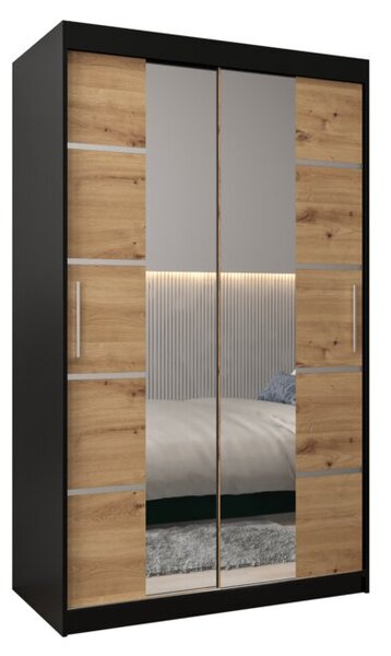 Szafa przesuwna garderoba Verona 4 120 wys. 200 cm czarny + artisan