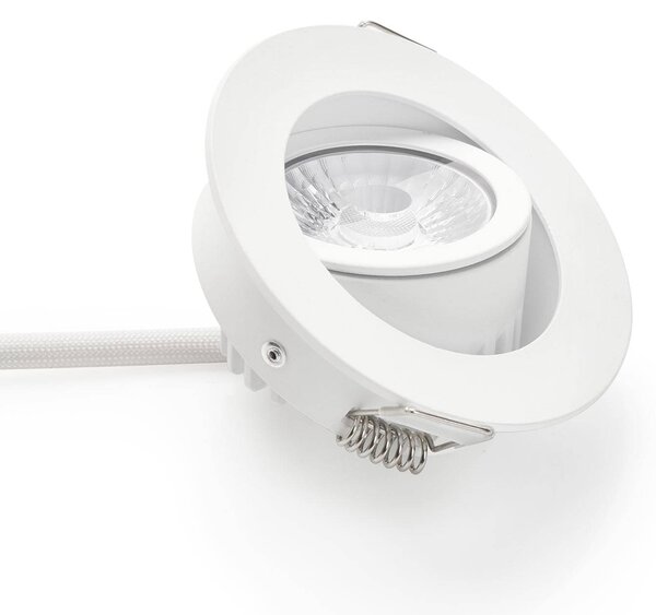 MEGAMAN Oprawa wpuszczana LED Rico 6,5 W, biała Rico, możliwość ściemniania, biały / opal, przedpokój, aluminium, nowoczesny