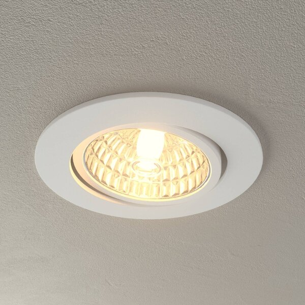 MEGAMAN Oprawa wpuszczana LED Rico 6,5 W, biała Rico, możliwość ściemniania, biały / opal, przedpokój, aluminium, nowoczesny