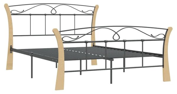Rustykalne łóżko metalowe czarny + jasny dąb 120x200 cm - Elistro