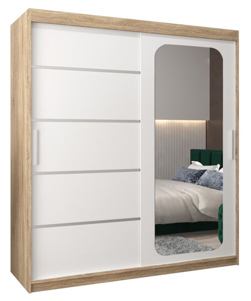 Szafa przesuwna garderoba Promo V2 180 wys. 200 cm sonoma + biaÅy