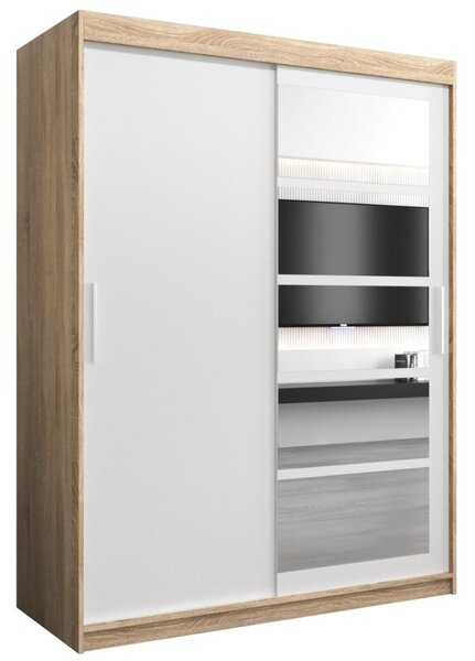 Szafa przesuwna garderoba Roma 1 150 wys. 200 cm sonoma + biaÅy