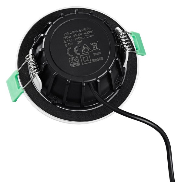 Heitronic Downlight LED DL8002, obracany, 38° możliwość ściemniania, biały / opal, przedpokój, aluminium, nowoczesny