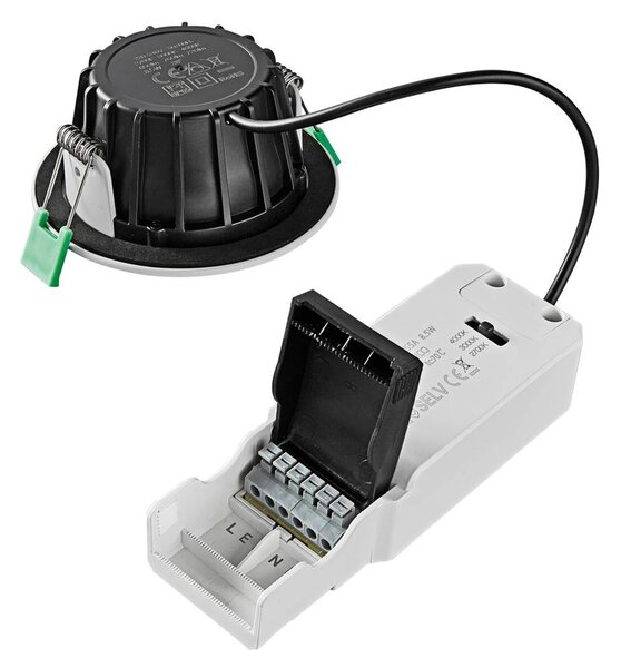 Heitronic Downlight LED DL8002, obracany, 38° możliwość ściemniania, biały / opal, przedpokój, aluminium, nowoczesny