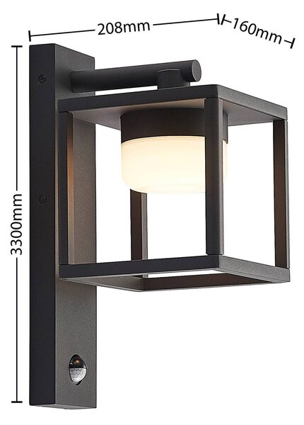 Lampa zewnętrzna z czujnikiem ruchu Timio Lucande, możliwość ściemniania, aluminiowy / szary / cynkowy, aluminium, nowoczesny