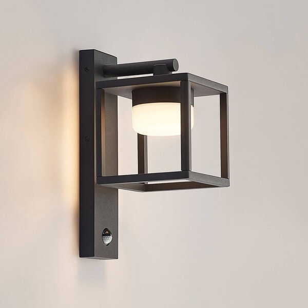 Lampa zewnętrzna z czujnikiem ruchu Timio Lucande, możliwość ściemniania, aluminiowy / szary / cynkowy, aluminium, nowoczesny