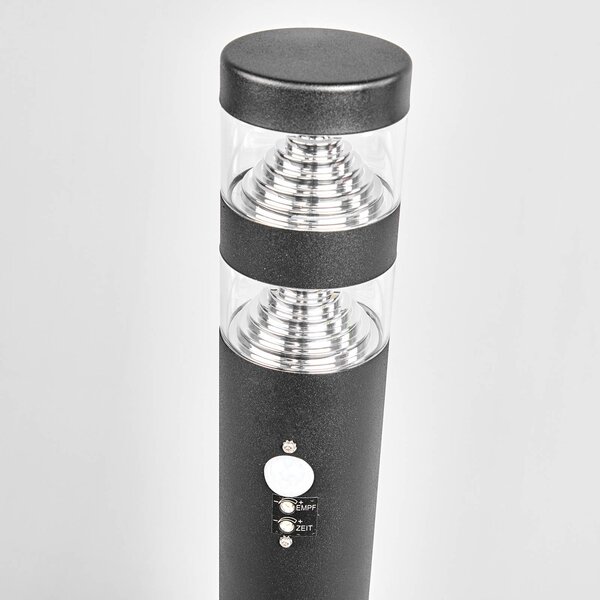 Słupek ogrodowy LED Lindby Lanea, 60 cm, czarny, czujnik, IP44 Lanea, czarny, stal szlachetna, nowoczesny