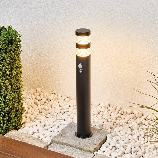 Słupek ogrodowy LED Lindby Lanea, 60 cm, czarny, czujnik, IP44 Lanea, czarny, stal szlachetna, nowoczesny