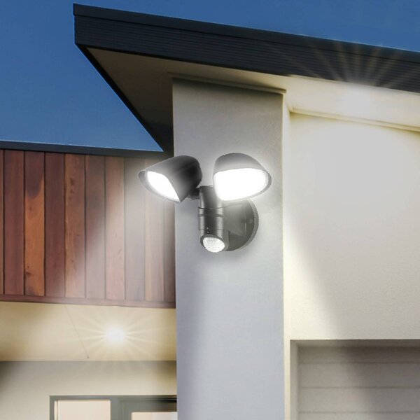 Telefunken Lampa zewnętrzna z czujnikiem ruchu Bilbao, czarny, tworzywo sztuczne, nowoczesny