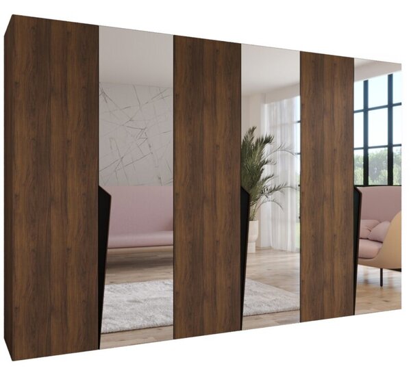 Szafa uchylna otwierana Piano 2 300 (3x100) wys. 202 cm orzech warmia + u. czarny