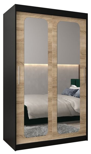 Szafa przesuwna garderoba Promo T3 120 wys. 200 cm czarny + sonoma