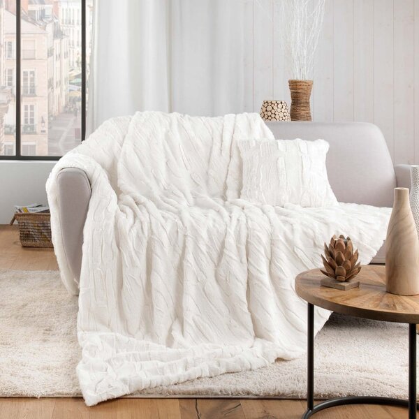 Kremowy koc z mikropluszu 180x220 cm Foxy – douceur d'intérieur