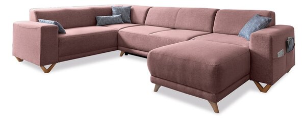 Różowy rozkładany/ze schowkiem narożnik (lewostronny/w kształcie litery U) Classy Sophie – Miuform