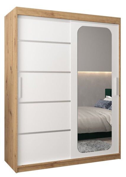 Szafa przesuwna garderoba Promo V2 150 wys. 200 cm artisan + biaÅy