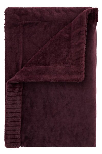 Ciemnofioletowy koc z mikropluszu 150x200 cm Velvet and Faux Fur – Catherine Lansfield