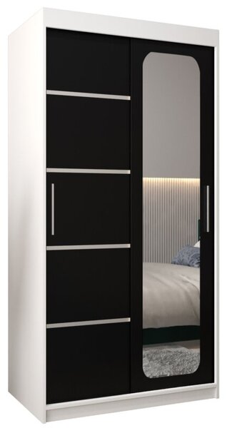 Szafa przesuwna garderoba Promo V2 100 wys. 200 cm biaÅy + czarny