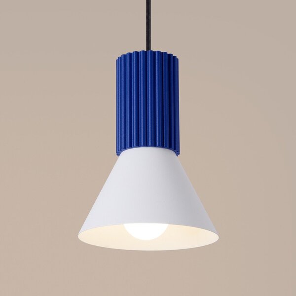 Niebieska metalowa lampa wisząca ø 14 cm Niru – Sollux