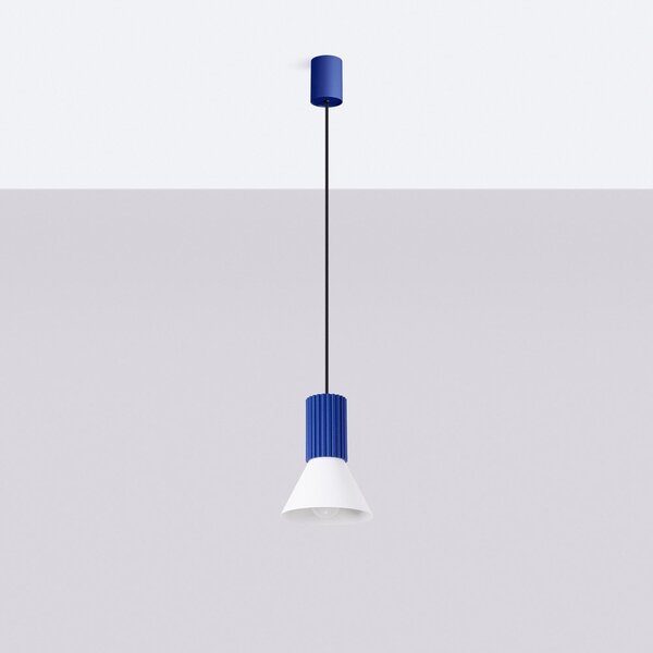 Niebieska metalowa lampa wisząca ø 14 cm Niru – Sollux