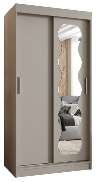 Szafa przesuwna z lustrem garderoba Spoti 100 wys. 200 cm kaszmir