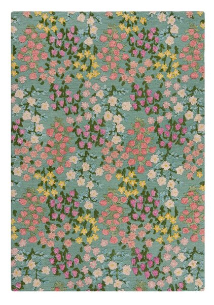 Miętowy wełniany dywan tkany ręcznie 120x170 cm Emilia Floral – Flair Rugs