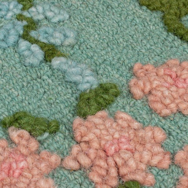 Miętowy wełniany dywan tkany ręcznie 120x170 cm Emilia Floral – Flair Rugs