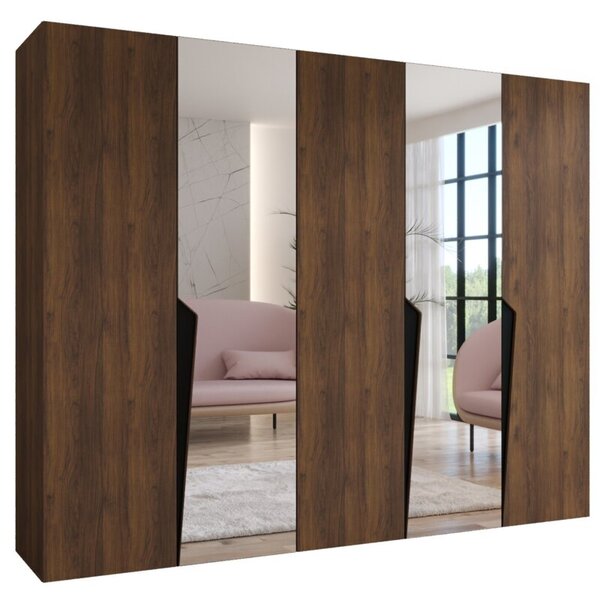 Szafa uchylna otwierana Piano 2 250 wys. 202 cm orzech warmia + u. czarny