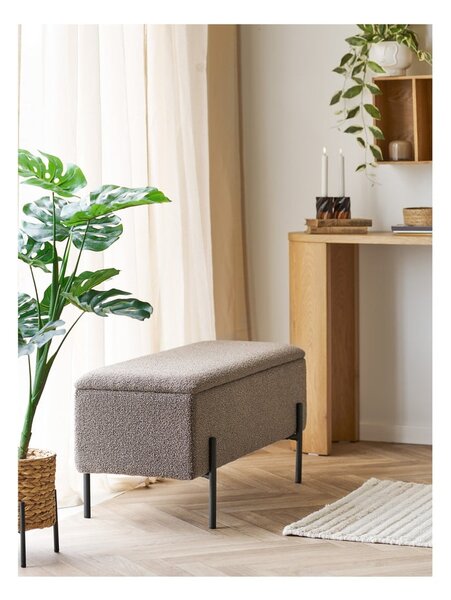 Brązowa ławka z materiału bouclé Watford – House Nordic