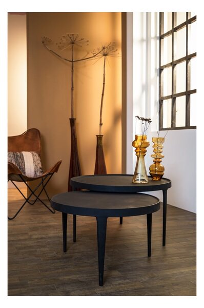 Czarne okrągłe stoliki zestaw 2 szt. ø 75 cm Tobias – Light & Living