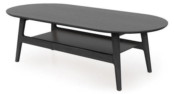 Czarny stolik w dekorze dębu 60x130 cm Curved – Woodman
